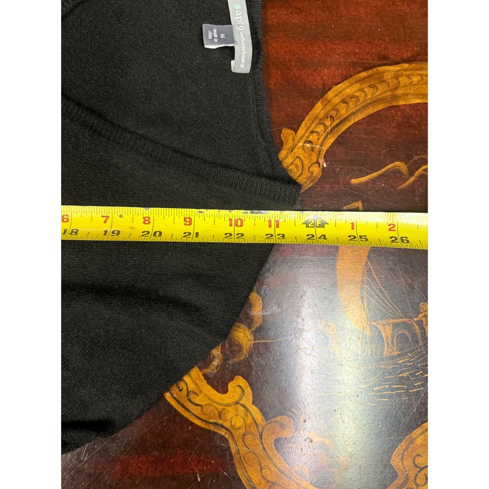 Apt 9 Womens Black 100% Cashmere V Neck Long Sleeve Sweater Minimalist Career M - Picture 8 of 13